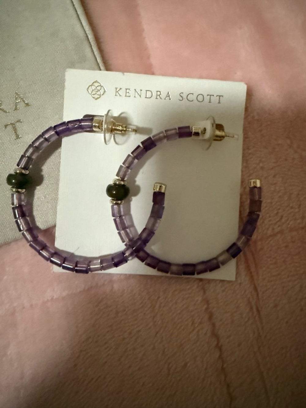 Kendra Scott Insley Amethyst Purple Hoop Earrings NWT with Dust Bag